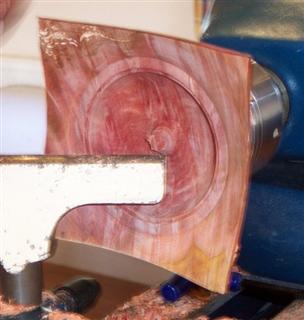 Turning the inside of the square edged bowl